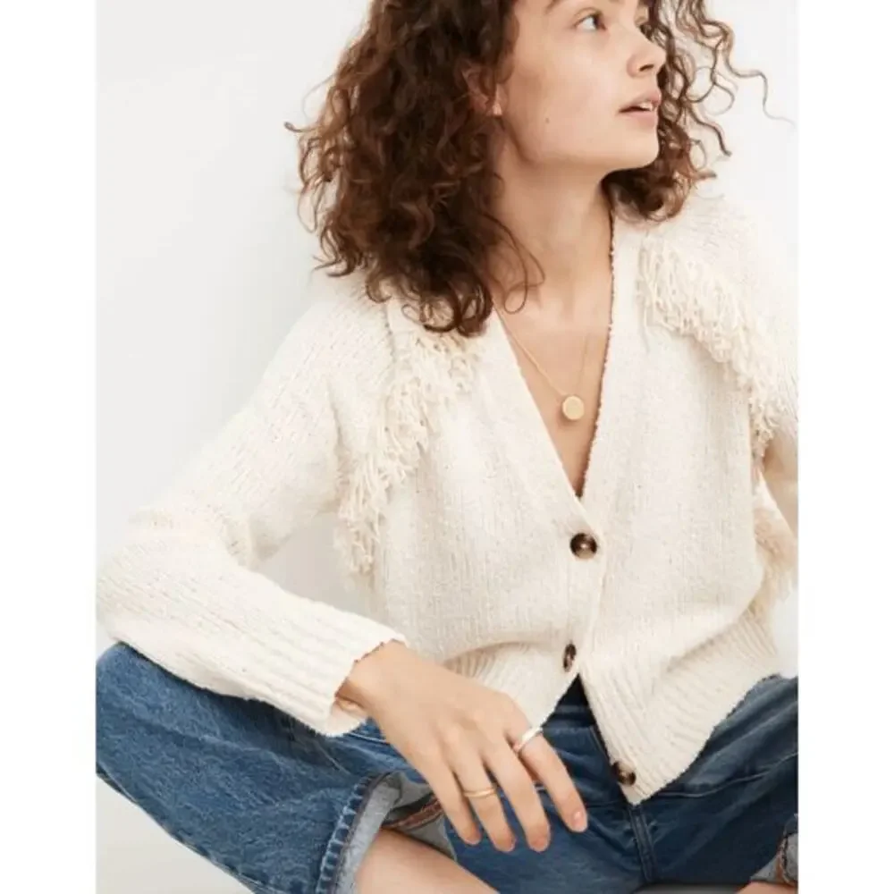 Madewell Cream‎ Fine Cardigan Sweater